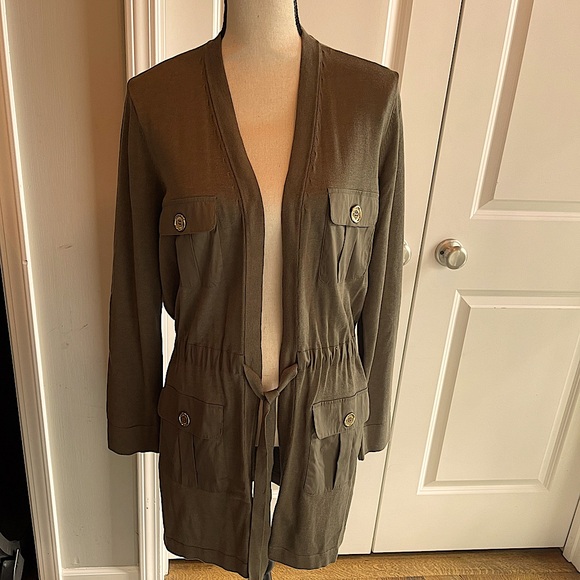 NWT Olive Calvin Klein Sweater Jacket, Size - Picture 4 of 5